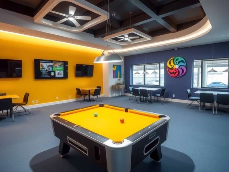 Vibrant and bustling Rec Room Arcade Room with players enjoying various virtual cabinets