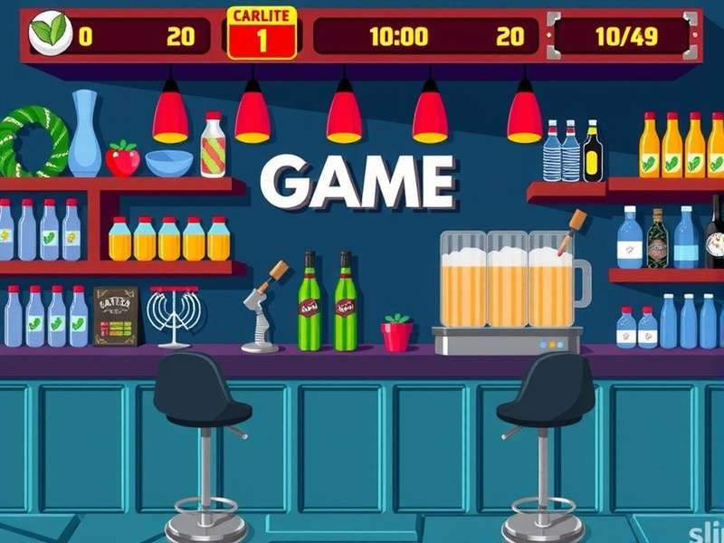 Vibrant virtual bar scene with avatars socialising