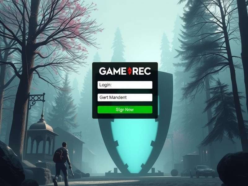 A vibrant virtual reality scene representing the Rec Room login experience