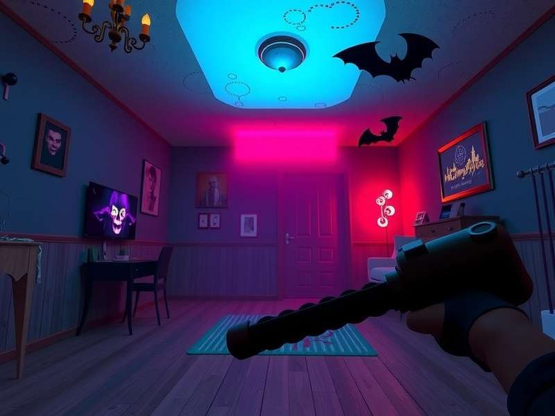 A bustling view of the Rec Room Rectum hub with diverse avatars interacting