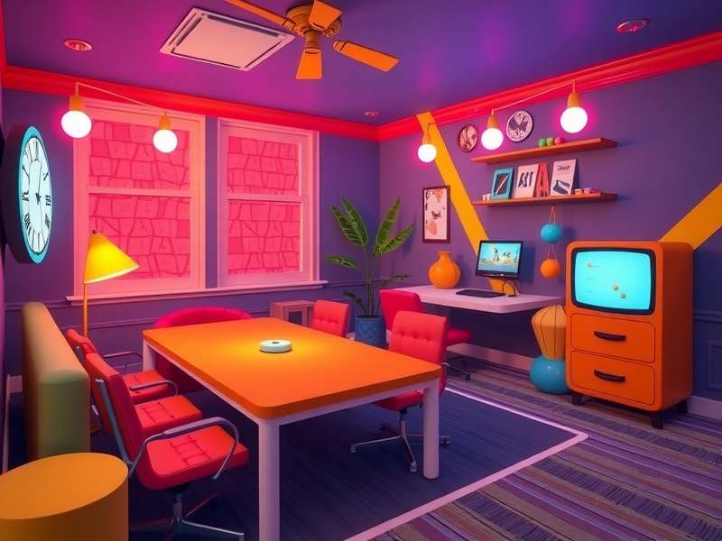 A vibrant scene inside Rec Room showing diverse players interacting in a virtual common room