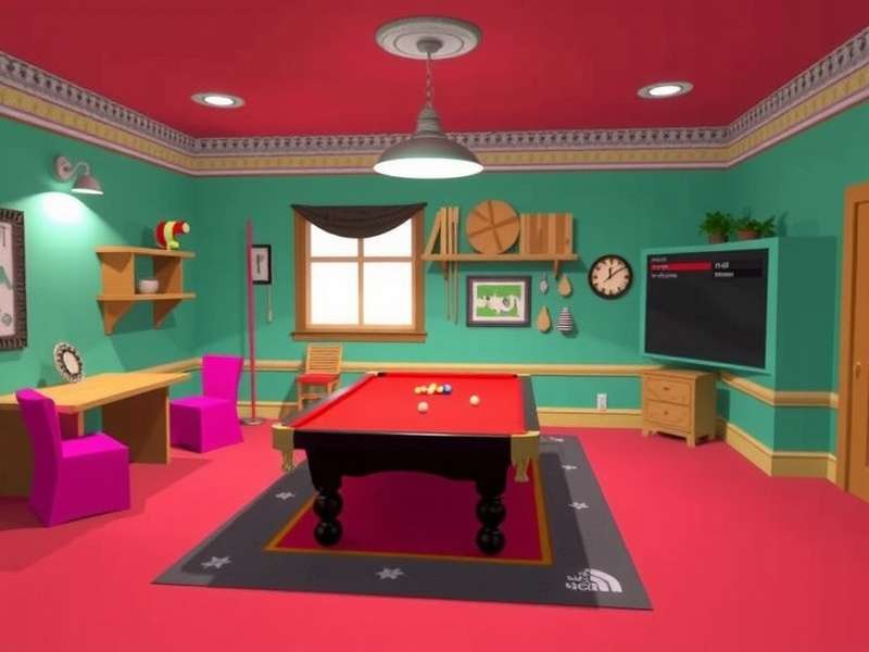 Vibrant virtual arcade scene with avatars playing games