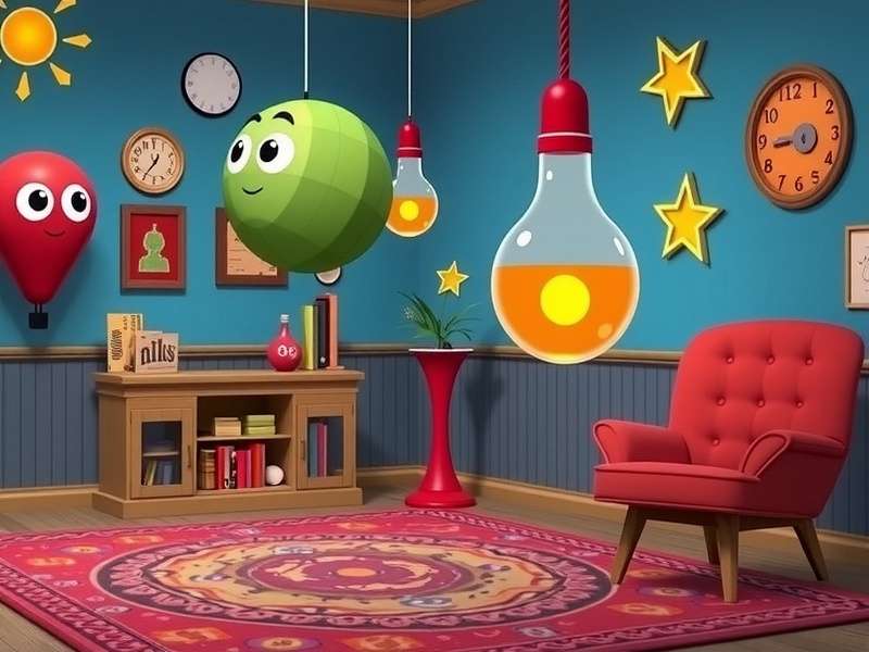 A vibrant showcase of various popular inventions inside Rec Room, including furniture, vehicles, and interactive gadgets