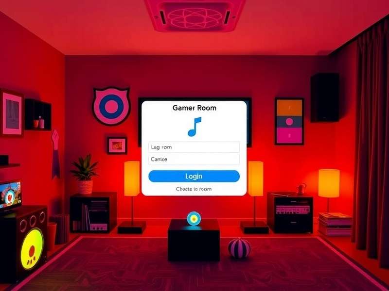 Rec Room login screen with avatar selection and iconic UI