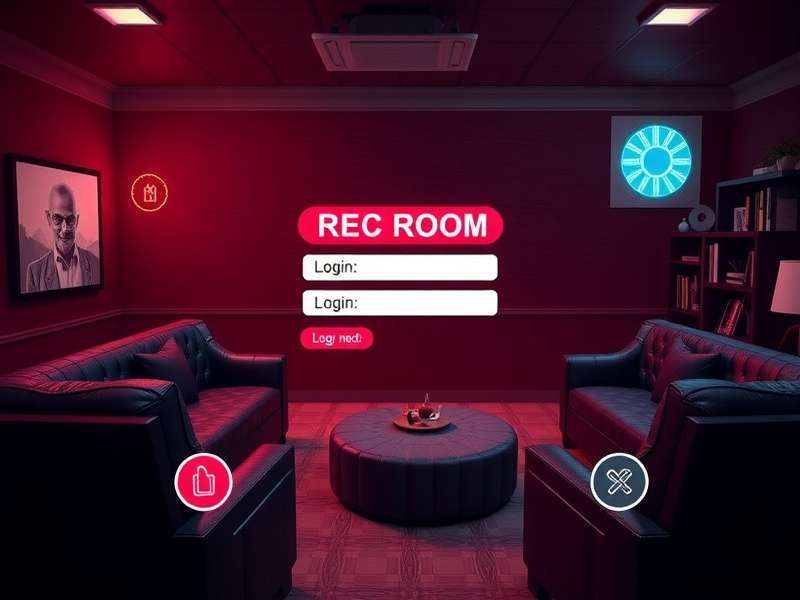 Rec Room login screen on multiple devices showing username and password fields