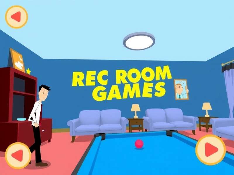 A vibrant virtual reality scene with avatars playing games in a colourful digital environment