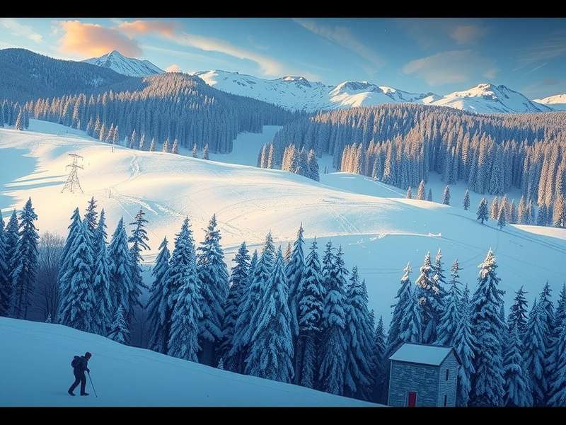 Snowboarder performing a jump in a snowy mountain landscape