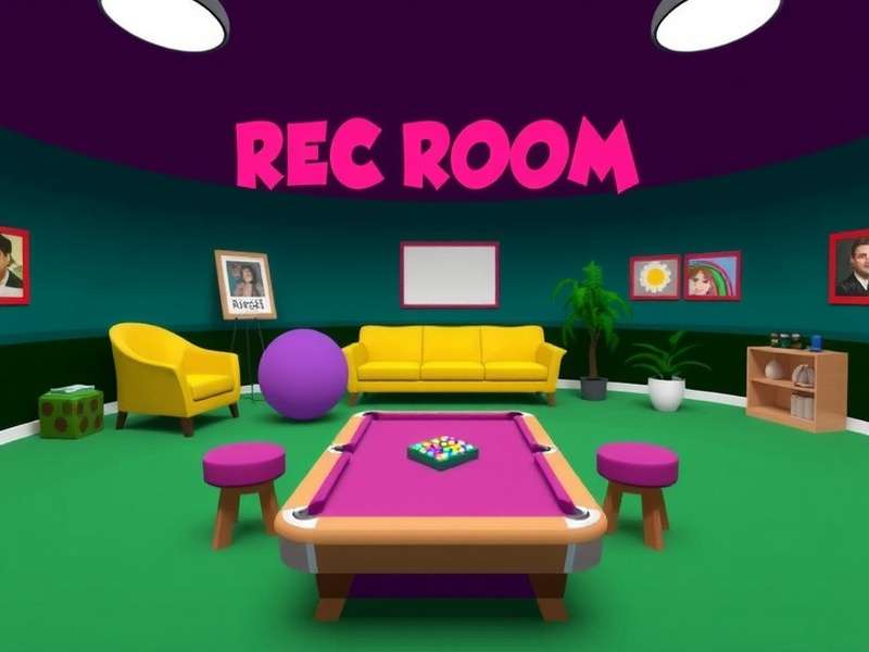 Rec Room gameplay on a MacBook Pro showing character customisation screen