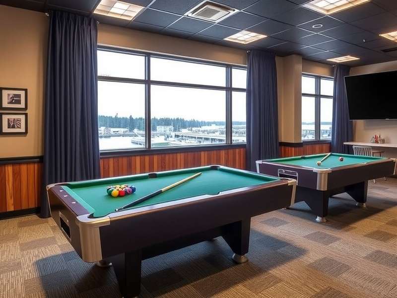 A lively scene of avatars gathered around various game tables in Rec Room