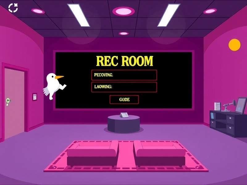 Rec Room Old Login Screen – vintage interface from early versions, featuring a retro neon aesthetic and simple player entry point.