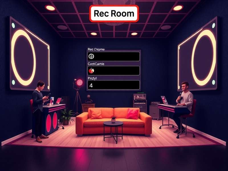 Rec Room old login screen music visualisation – nostalgic neon tones