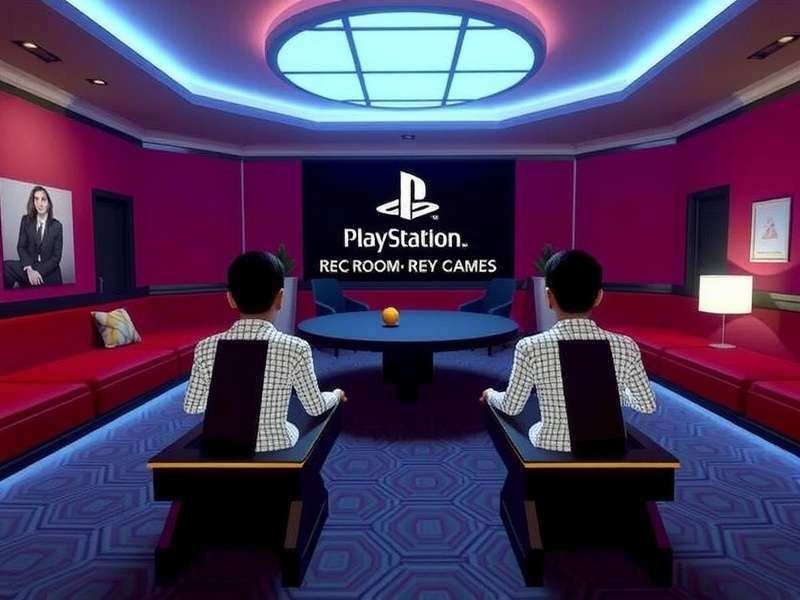 Rec Room PlayStation login screen showing controller and avatar