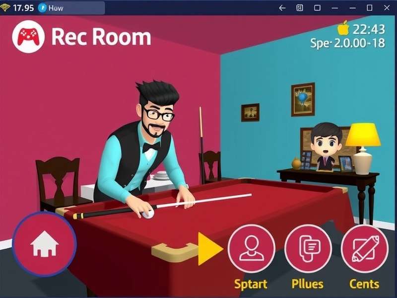 Rec Room gameplay on Amazon Fire Tablet showing vibrant social hub and mini-games